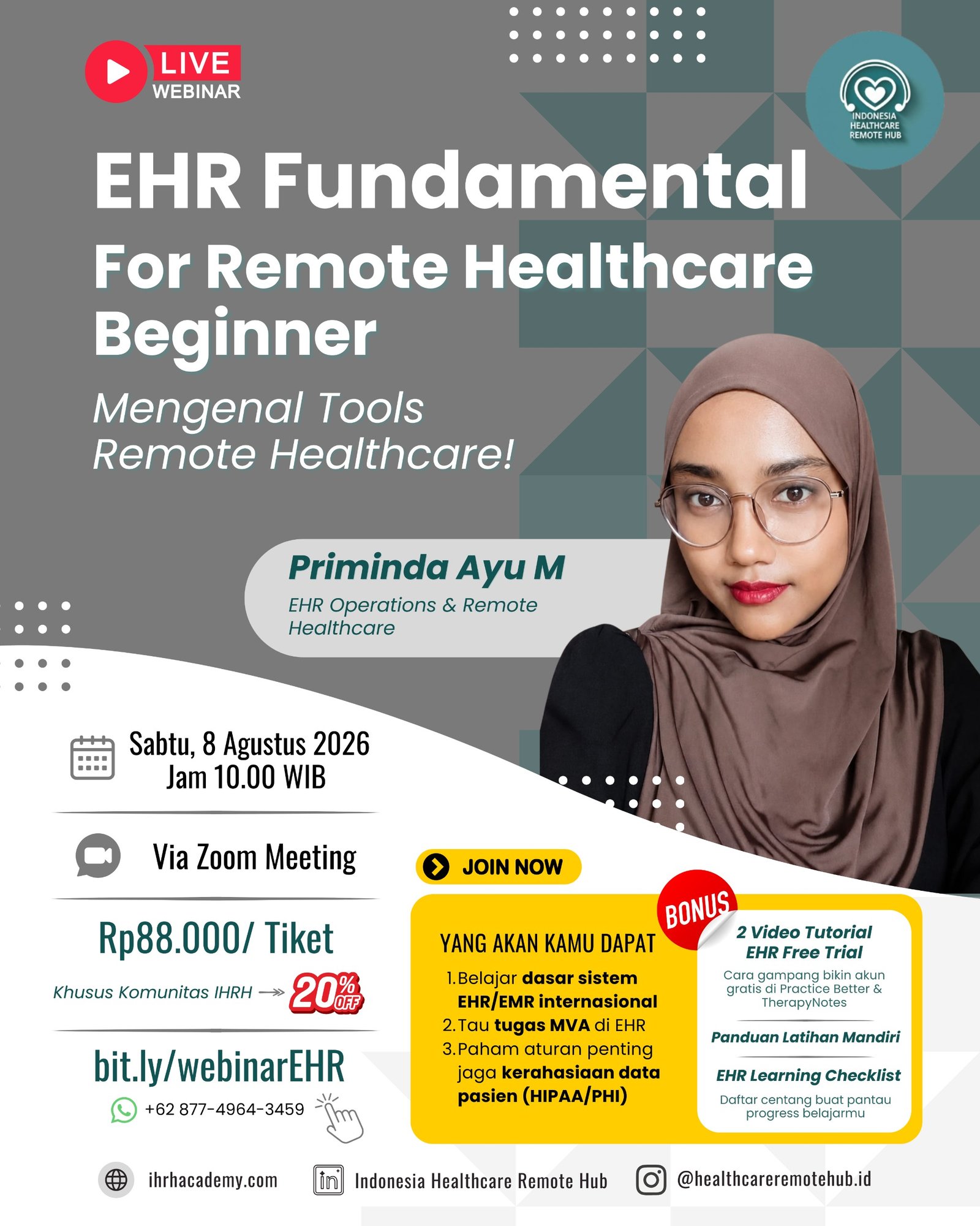 Paket Webinar: EHR Fundamental for Remote Healthcare Beginner